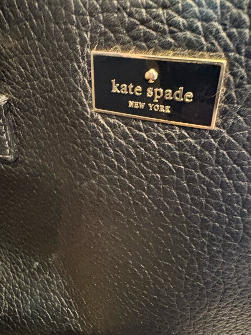 kate spade Black Pebbled Leather Shoulder Bag with White Trim - Picture 2 of 16